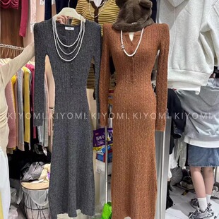 毛衣连衣裙 纯欲甜美辣妹包臀鱼尾长裙针织衫 KIYOMI实拍冬季 韩版
