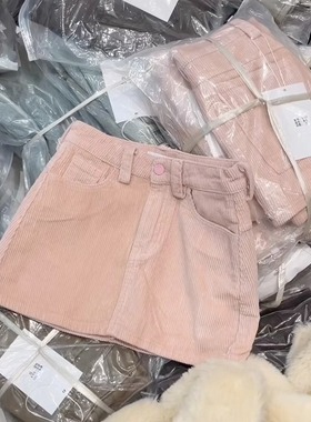 现货~0188Match秋冬灯芯绒防走光半身短裙A字大裙口袋显瘦瑶妹