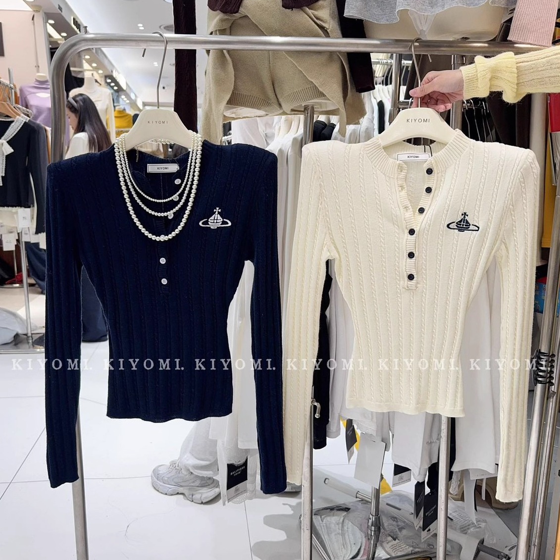 现货~KIYOMI土星刺绣针织衫