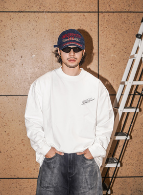 SEVENMF「重磅水洗T」个性印花T恤男图案宽松百搭小领口长袖