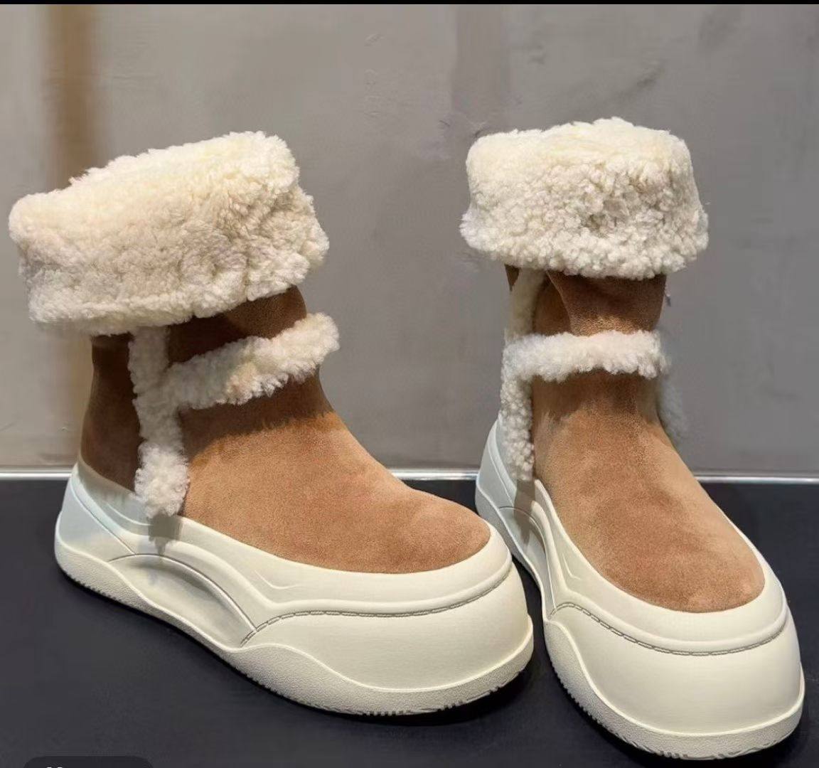 17年老店雪地靴女冬季新真皮羊皮毛一体厚底百搭加绒保暖中筒棉靴,女鞋,时尚雪地靴,淘宝优惠券,粉丝福利购,淘宝优惠卷