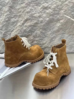 16年老店欧货真皮马丁靴女2024新款秋冬复古磨砂皮短筒内增高短靴