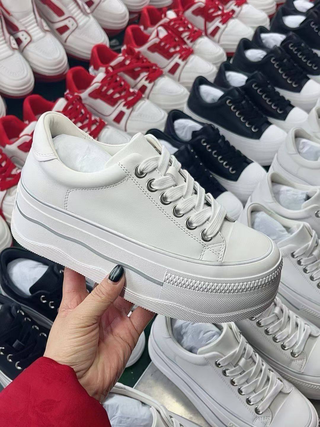 18年老店真皮厚底时尚板鞋女2026春季新款百搭增高系带拼色休闲鞋,女鞋,时尚休闲鞋,淘宝优惠券,粉丝福利购,淘宝优惠卷