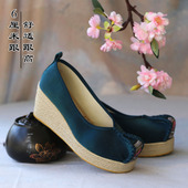 汉服绣花鞋 民族风布鞋 蓝色国风 子古风古装 中式 女鞋 禅意茶艺师鞋