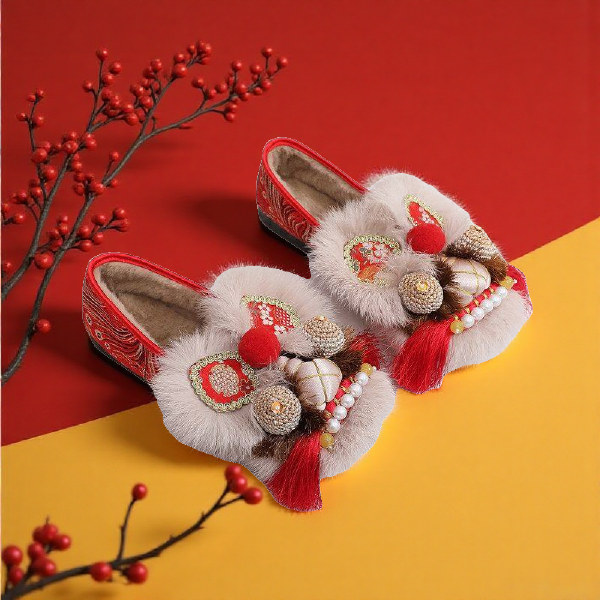 手工原创虎头鞋加绒棉鞋布鞋女平底软汉服新中式重工非遗鞋绣花鞋,女鞋,传统布鞋,淘宝优惠券,粉丝福利购,淘宝优惠卷