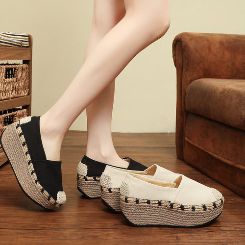 厚底摇摇鞋素色舒适女单鞋民族风