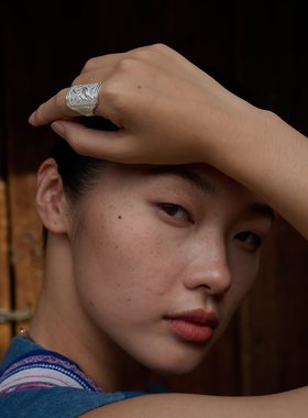 月如银足银999原创纯手工戒指