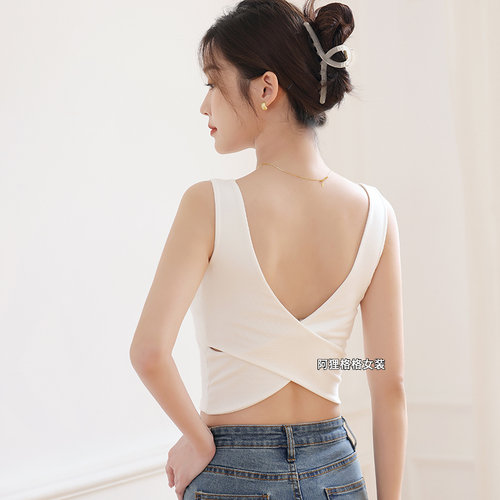 方领美背背心文胸一体