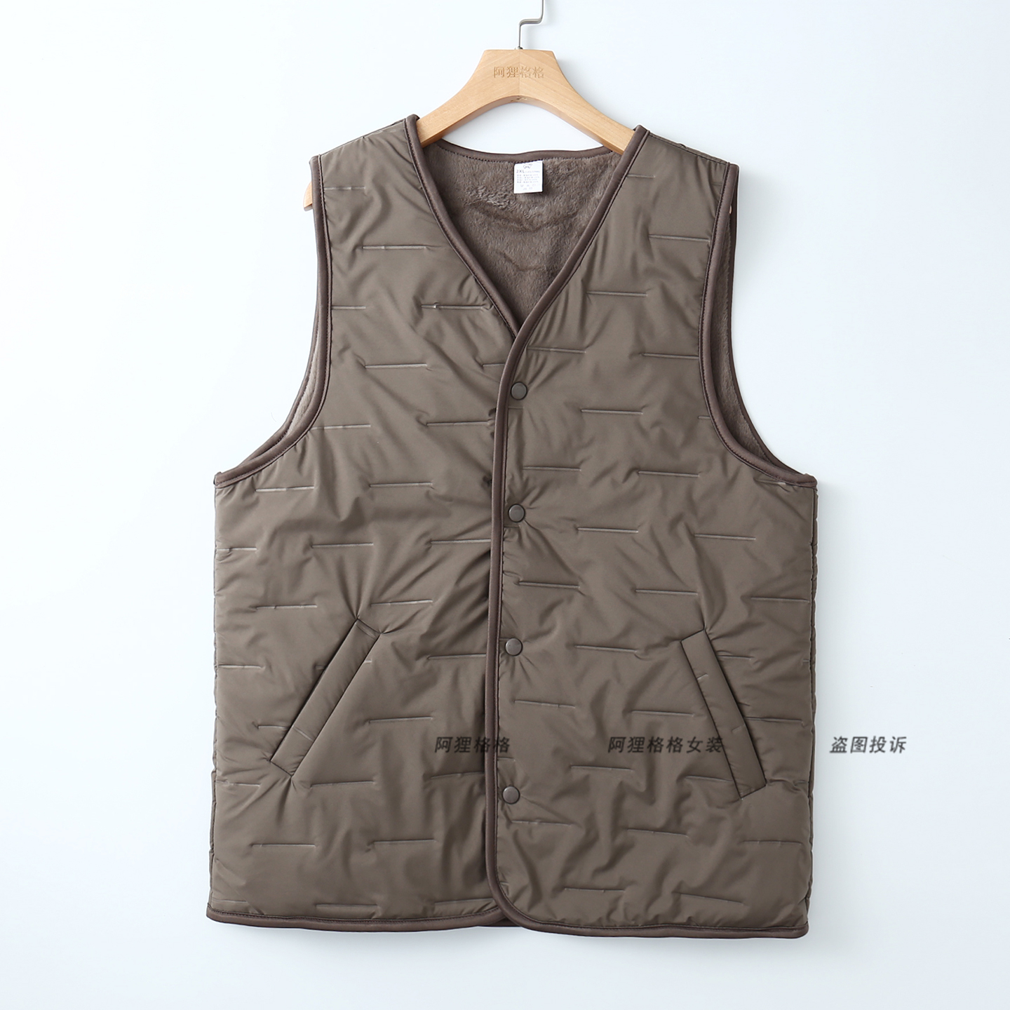 男士加绒马甲 秋冬轻薄保暖含羊毛 双面可穿