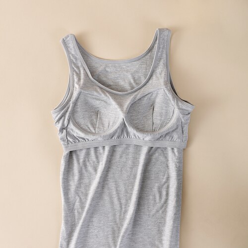 莫代尔吊带背心胸垫一体式