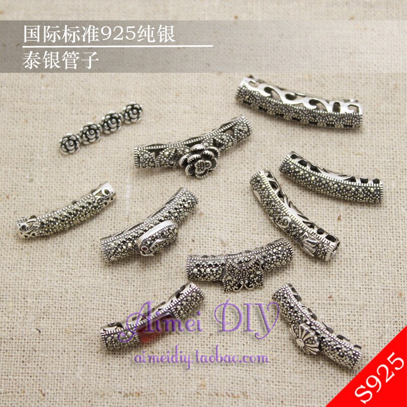 [AIMEIDIY]  DIY 수제 태국 실버 액세서리 팔찌 목걸이 다이아몬드 팔꿈치가있는 레드 로프 땋은 튜브