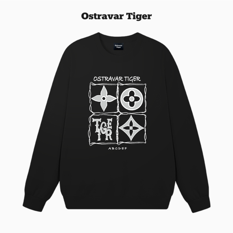 专柜授权 Ostravar Tiger美式2025秋冬情侣圆领无帽男女卫衣外套