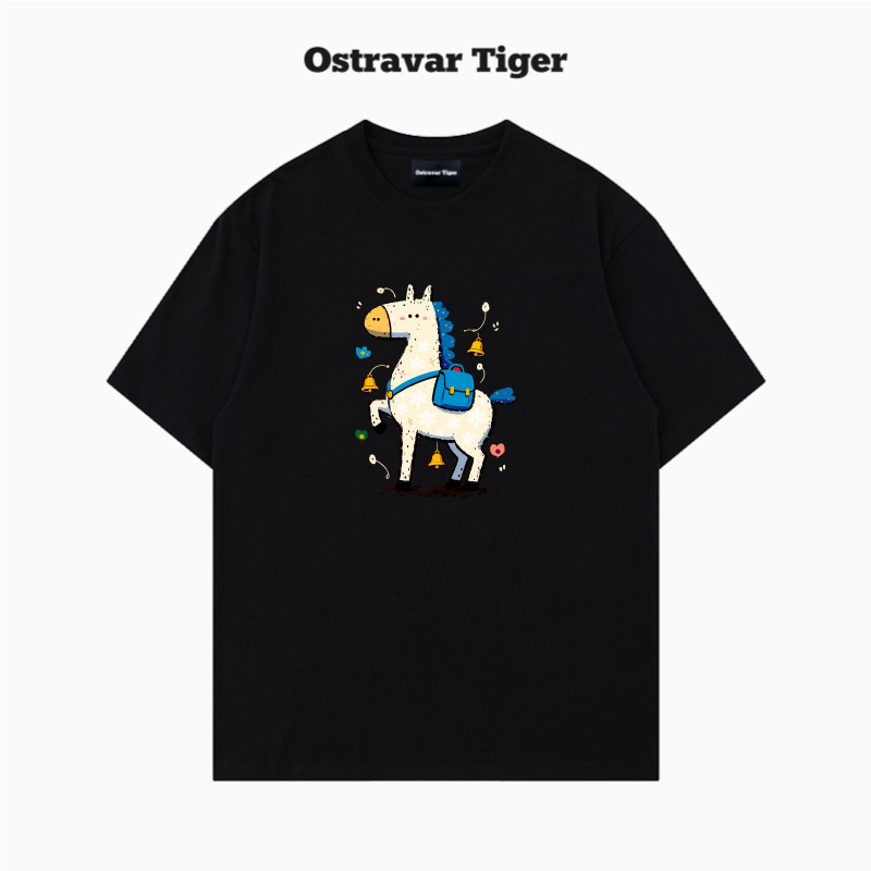 专柜2026新款Ostravar Tiger手绘宽松卡通印花男女款纯棉短袖t恤