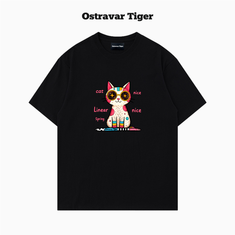 专柜2025新款Ostravar Tiger手绘宽松卡通印花男女款纯棉短袖t恤