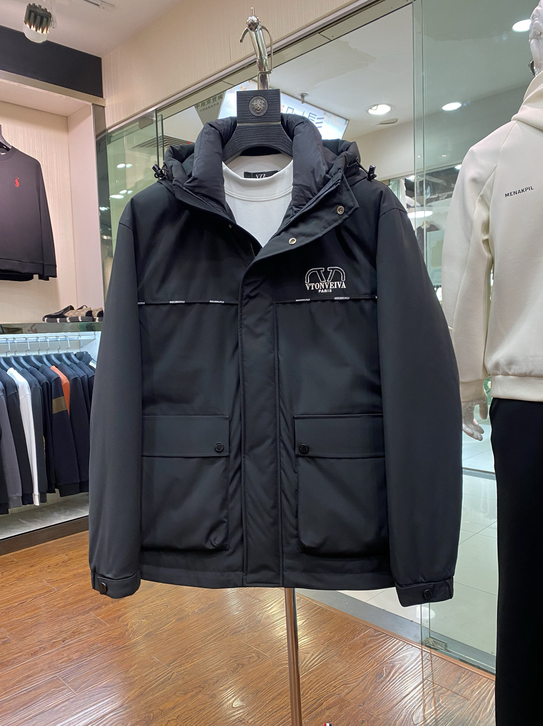 户外休闲中长羽绒服连帽欧美简约