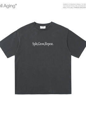 CELL AGING 水洗做旧工艺 分裂生长重复印花夏季短袖T恤
