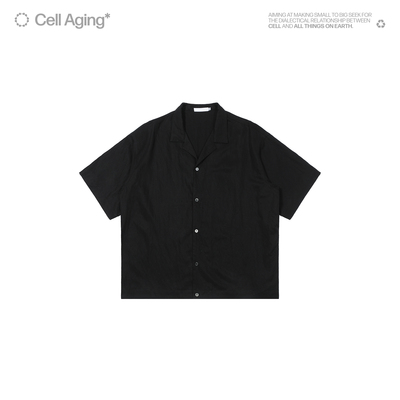 CELL AGING 天丝洗水凉感 翻领纽扣日常休闲短袖衬衫