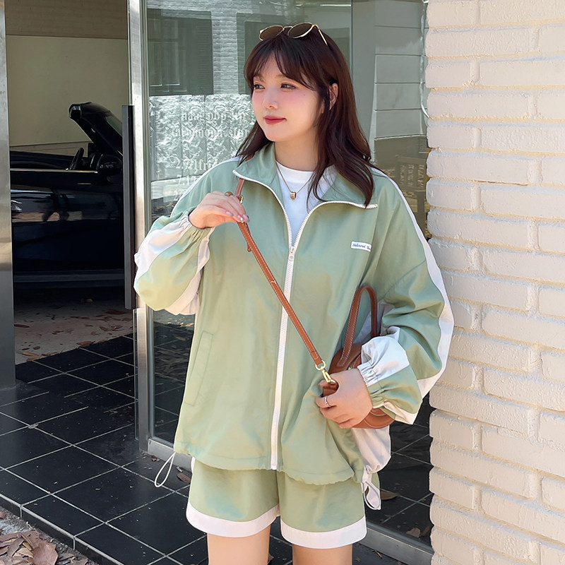 春秋新品大码女装200斤胖mm时尚运动套装宽松休闲外套短裤两件套,女装/女士精品,时尚套装,淘宝优惠券,粉丝福利购,淘宝优惠卷