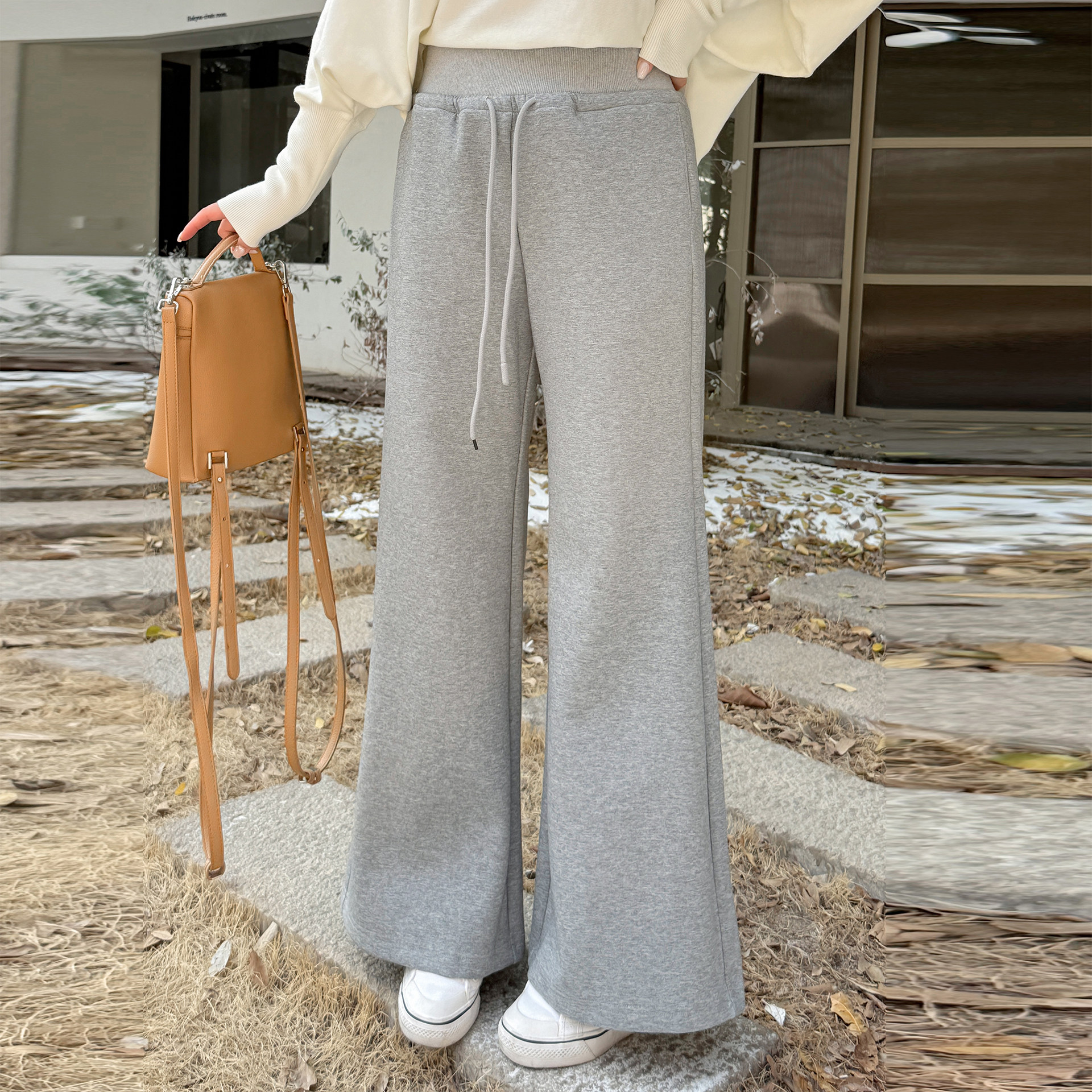 200斤胖mm大码女装慵懒高腰阔腿裤2025秋冬新品抽绳针织微喇长裤,女装/女士精品,大码裤装,淘宝优惠券,粉丝福利购,淘宝优惠卷