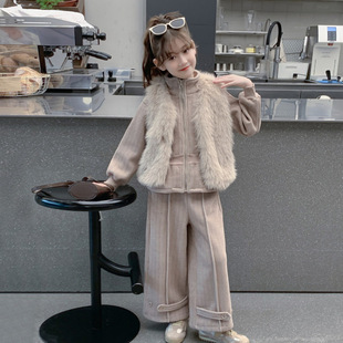 女大童套装秋冬款2025新款儿童网红洋气时髦小香风马甲冬装两件套