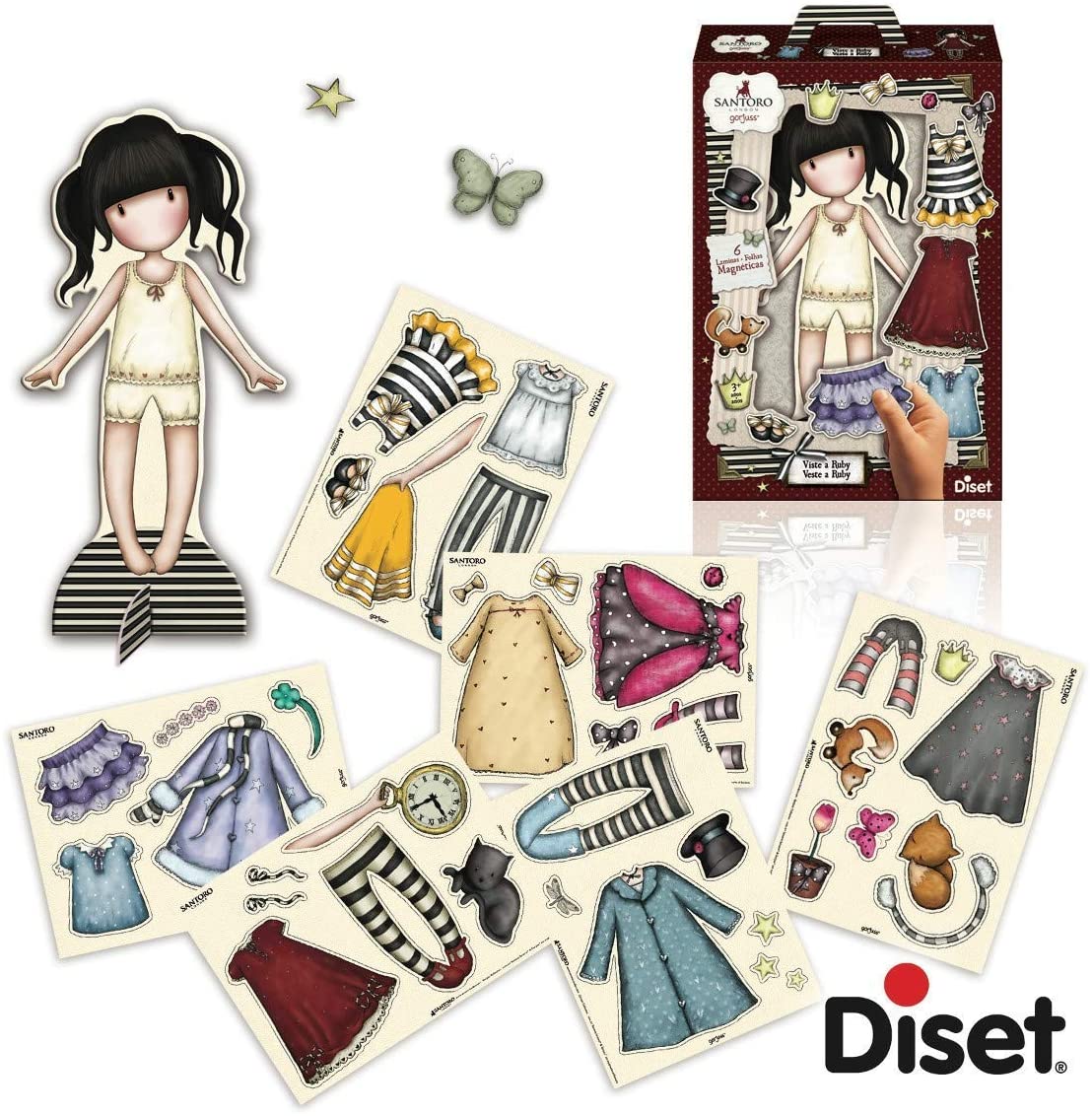 Diset Magnetics Viste a Ruby女孩服饰装扮3D手工磁性贴生日礼物