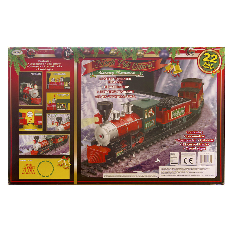 EZTEC NORTH POLE EXPRESS 산타클로스 철도 운송 트레일러 음향 및 조명 전기 철도 열차