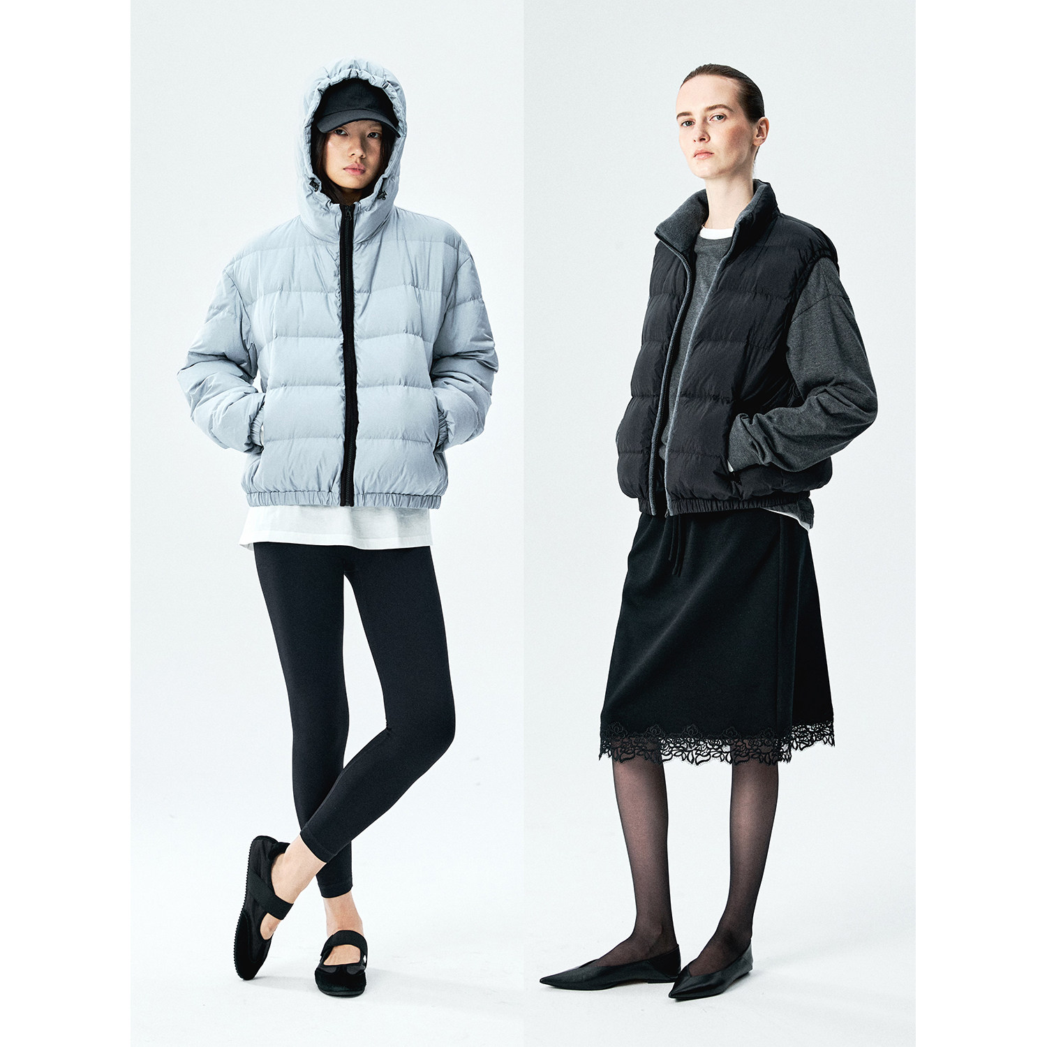 95白鹅绒新版排骨连帽羽绒服马甲图片