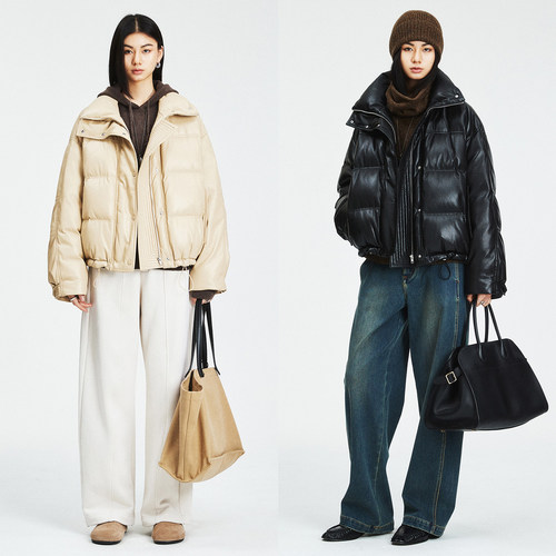 白鹅绒蛋白皮短裤面包羽绒服夹克