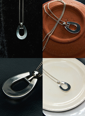 MRS Studios 马年限定 马蹄造型吊坠 胎体黄铜电镀铑金项链