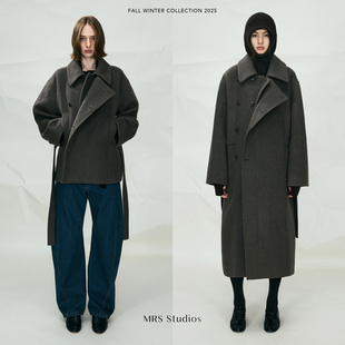 短款 MRS 宽松双排扣长 定织羊驼毛LM风设计款 大衣外套 Studios