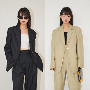 精纺羊毛微廓形宽松显瘦平驳领一粒扣西装 早春Bi入 Studios MRS