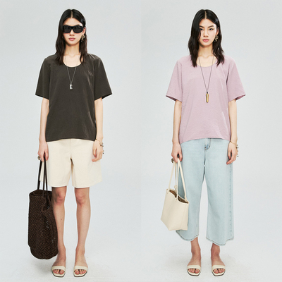 鹅蛋领ROW风简约T恤短袖上衣