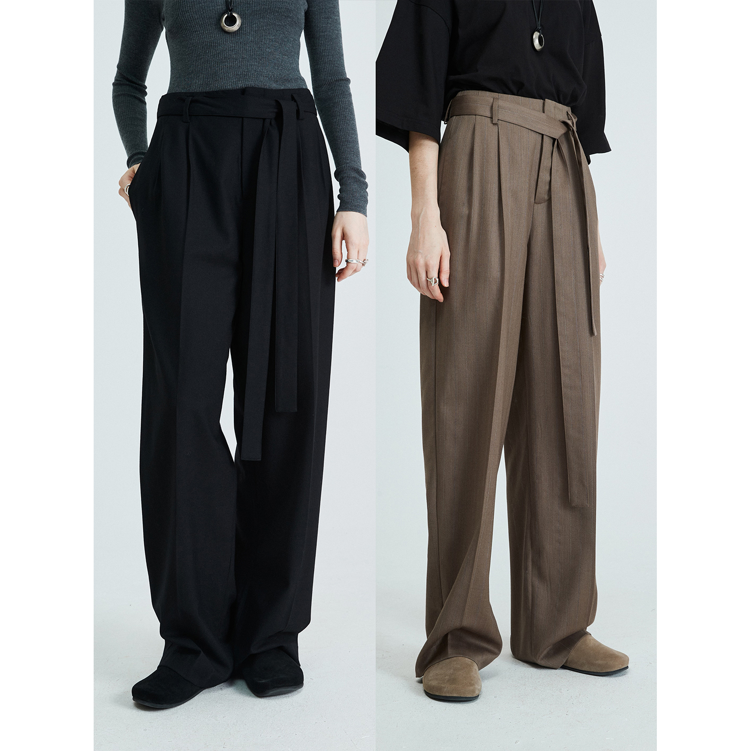 精纺羊毛ROW风系带休闲西裤