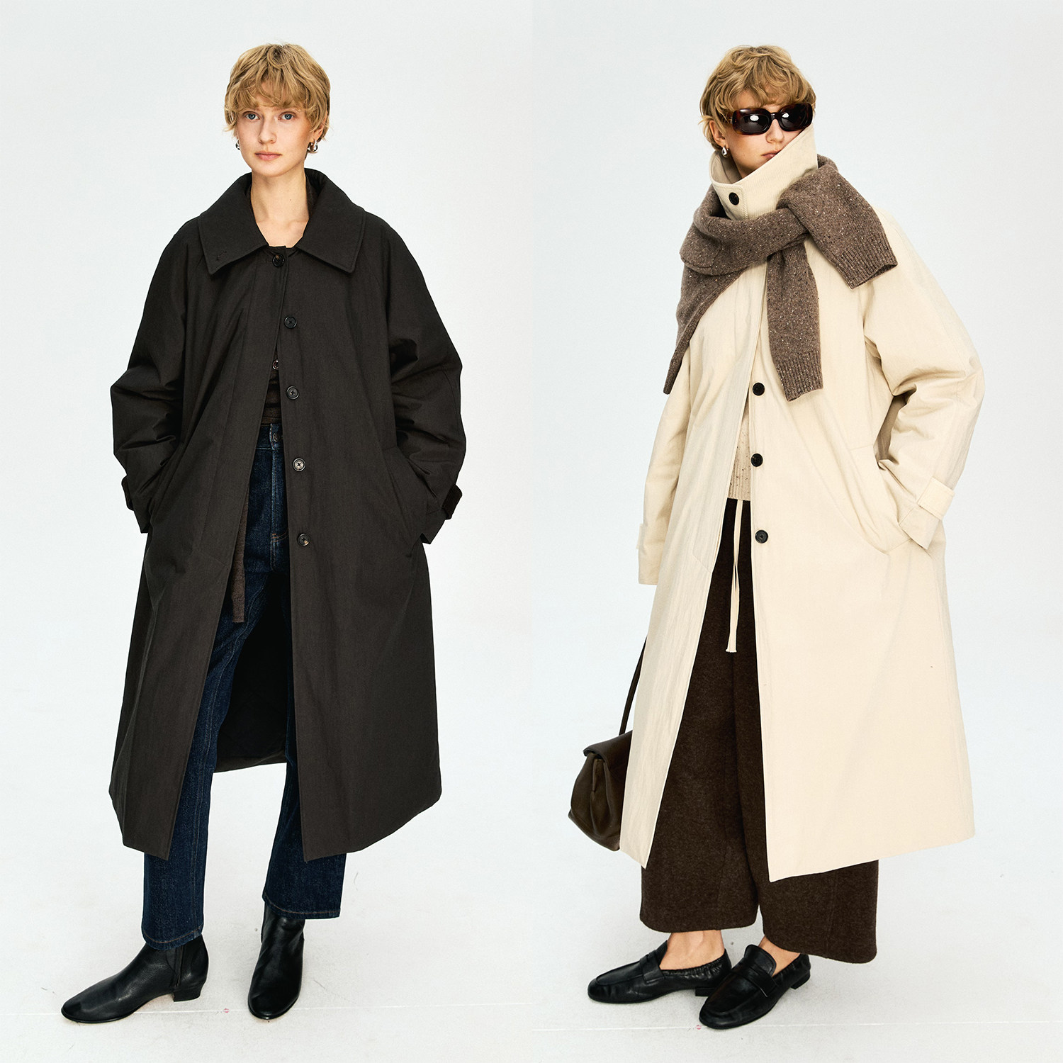 MRS Studios 复古灯芯绒拼接 轻暖驼绒夹棉单排扣翻领长款棉衣