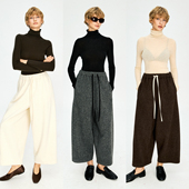 MRS 松紧腰抽绳宽松九分休闲气球裤 Studios 羊毛针织复合加厚