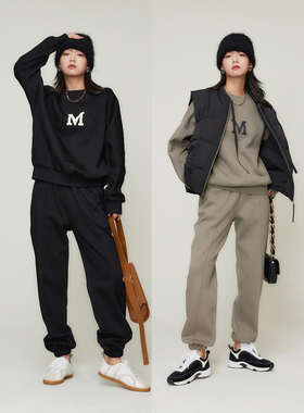 MRS Studios 原创时髦Kendall肯豆字母印花运动加绒加厚卫衣卫裤