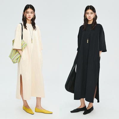 MRS Studios 竹节棉针织極简ROW风舒适懒人T恤连衣裙