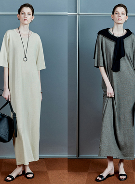 MRS Studios 亚麻棉亲肤轻薄 極简ROW风干爽针织T恤/懒人连衣裙