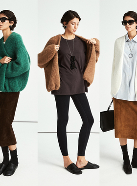 MRS Studios 意大利Lineapiu羊驼毛蓬松慵懒灯笼袖针织毛衣开衫