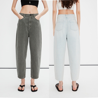 复古锥形牛仔萝卜九分裤