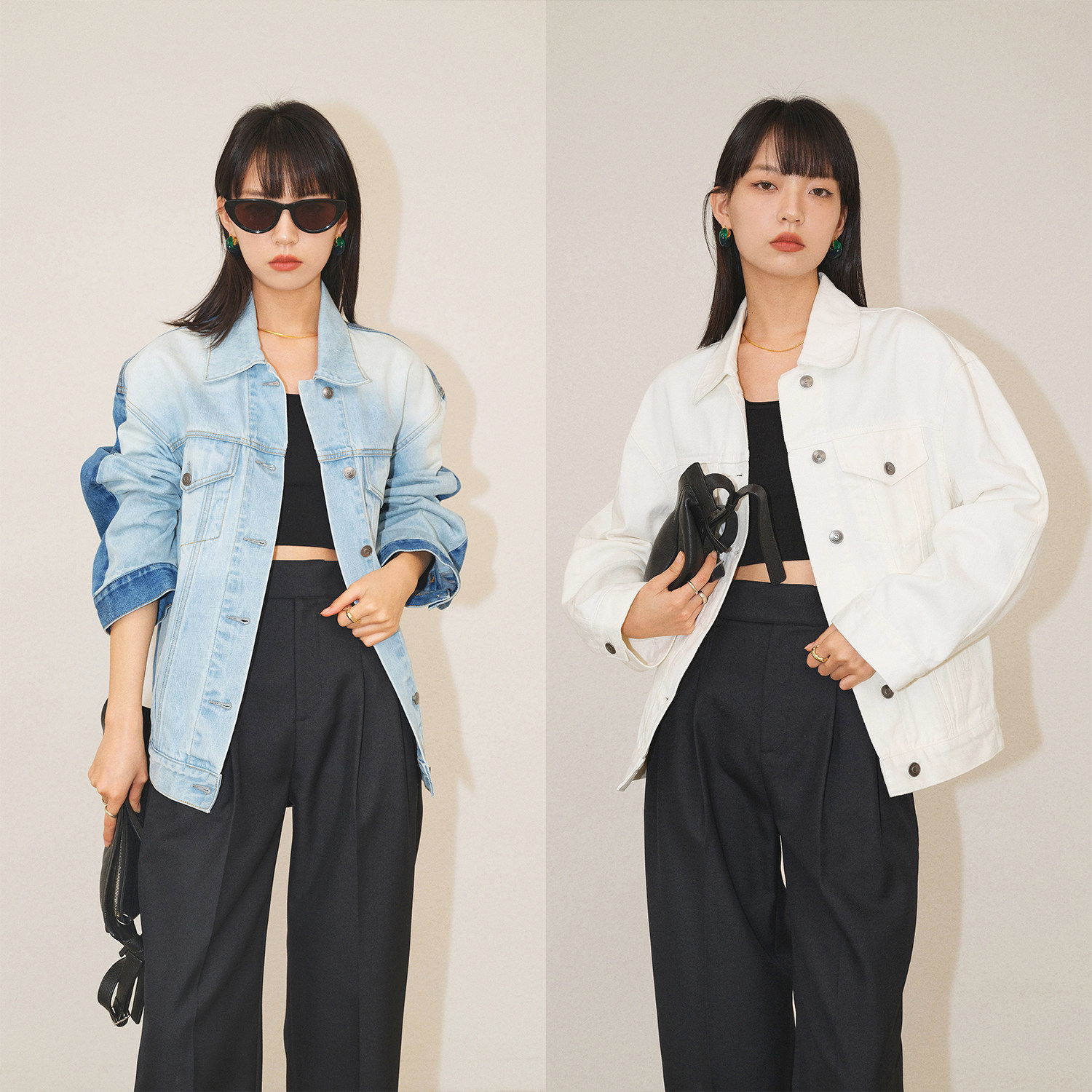 mrs studios 环保水洗立体造型古着时髦廓形款式撞色牛仔外套夹克