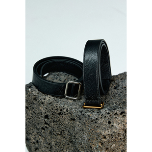 MRS 進口牛皮荔枝纹極简ROW风搭配Bi入方形银扣腰带皮带 Studios