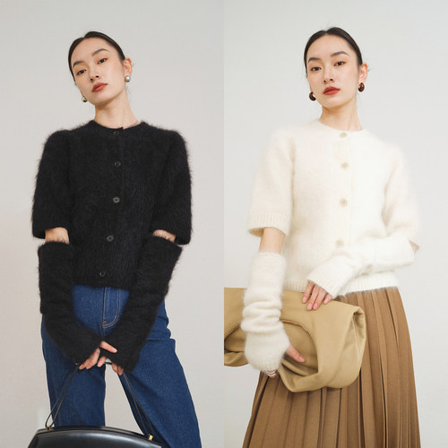 72%马海毛圆领休闲修身毛衣