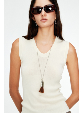 MRS Studios 日本醋酸棉舒适内搭 简约大U领鹅蛋领针织背心