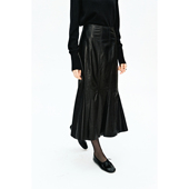 真皮小牛皮 MRS Studios 多片拼接鱼尾造型优雅气质高腰半身裙