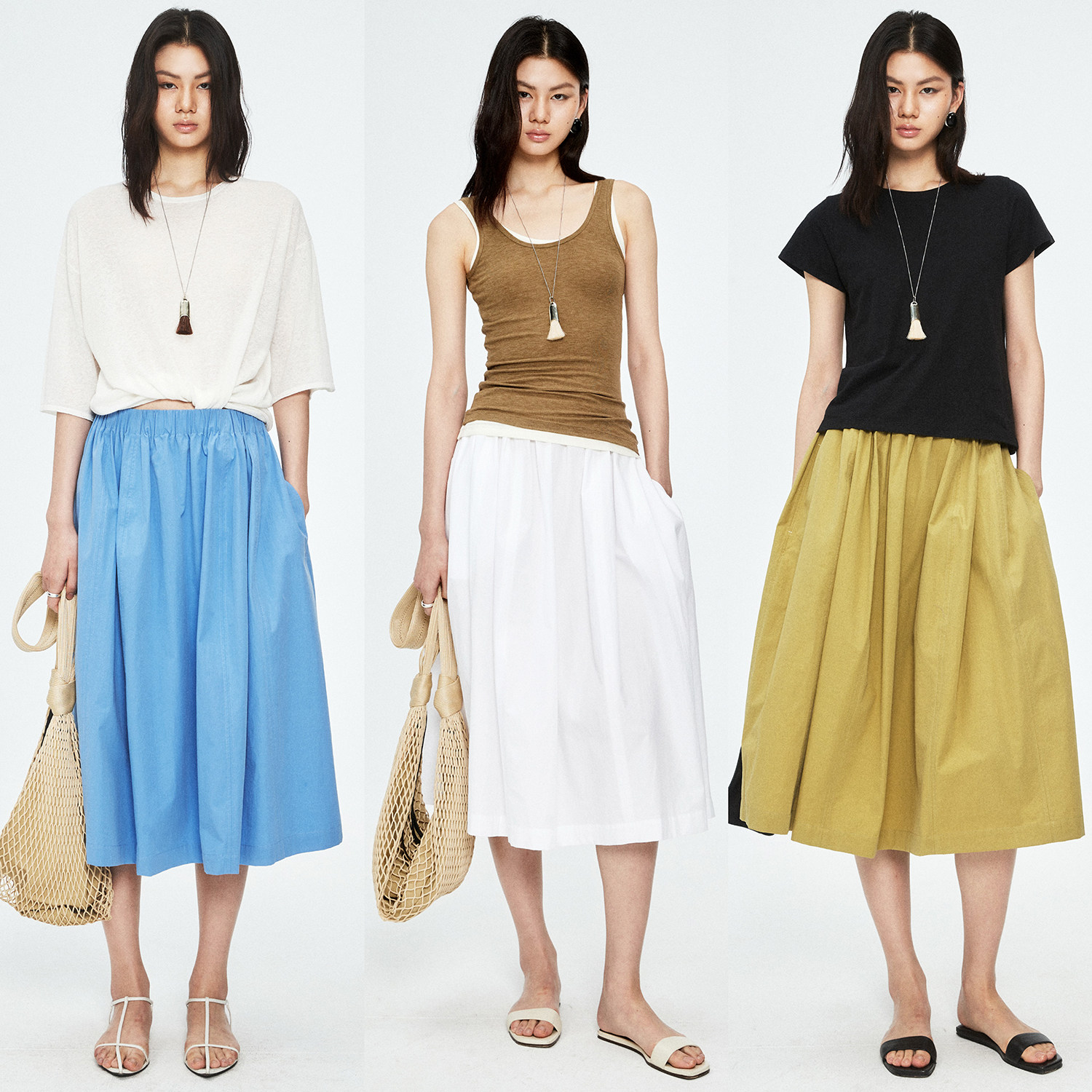 近江晒纯棉花苞半身裙