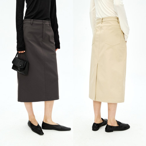 H型后开衩简约工装西装半裙