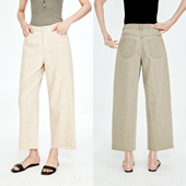 原麻侧分割微弧毛边九分直筒显瘦牛仔裤 复古时髦 Studios MRS