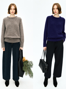 MRS Studios 复古造型 羊驼毛羊毛混纺圆领针织毛衣套衫