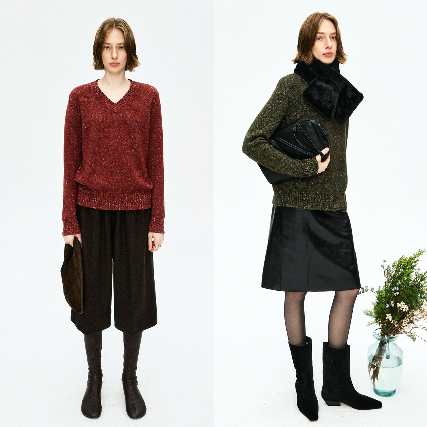 MRS Studios 新年节日氛围 牦牛绒羊毛金银豆经典V领针织衫毛衣